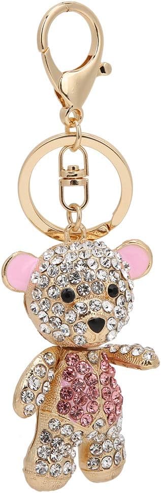 Pssopp Rhinestone Keychain Lovely Bear Metal Key Ring Stylish Pendant Bear Hanging Pendants for Car Purse Backpack