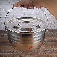 Vista 4 de Olla de sopa de alta capacidad antiadherente de acero inoxidable para acampar y uso doméstico con mango humanizado para cocinar eficientemente, 1 ud