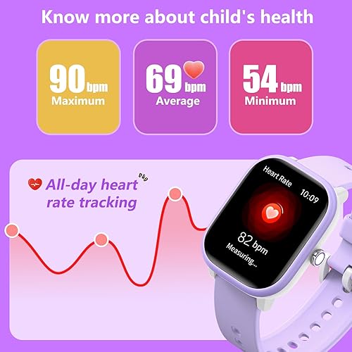 Miniatura 7 de Wach - Reloj inteligente para niños de 6 a 15 años, monitor de actividad física de 1.8 pulgadas, no necesita teléfono, podómetro, monitor de sueño