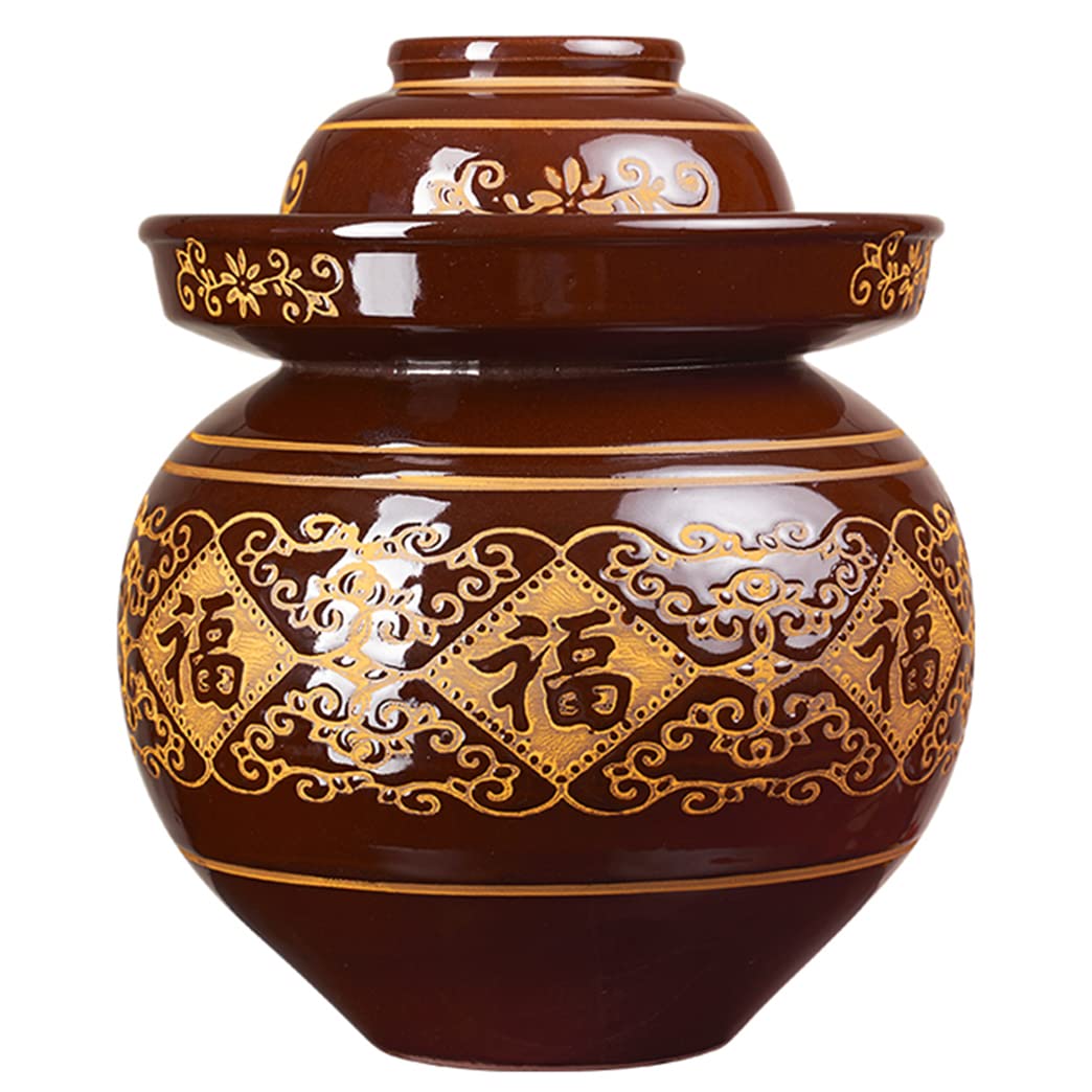 Tradycyjny chiński chiński ceramiczny słoik do fermentacji słoik do marynowania z uszczelką wodną pokrywką śluzy powietrznej, duże zagęszczone ceramiczne pojemniki na garnki Kimchi,Słoiki na