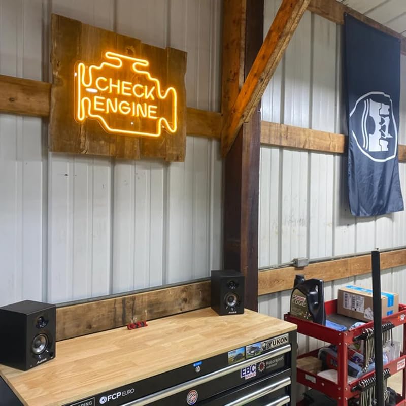 Image of Check Engine Neon Sign LED Neon Light for Garage Auto Repair Shop Workshop Gaming Room Bar Club Man Cave Birthday Gifts Check Engine Neon Light Sign Garage Sign