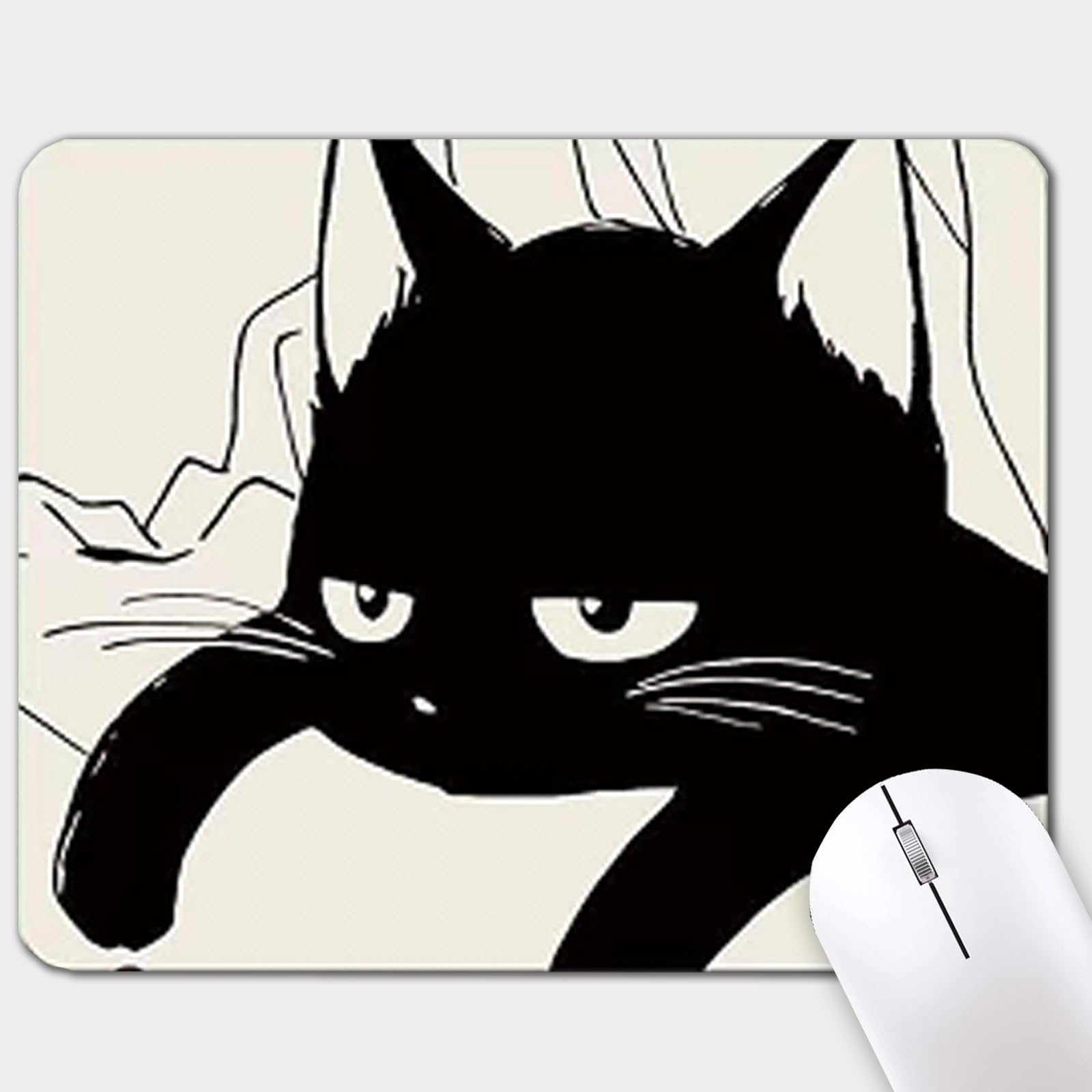 Mouse Pad Small Mouse Pad 9.5 x 7.9 inch Cute Cat Mouse Mat Desk Pad with Non-Slip Rubber Base,Kawaii Anime Laptop Computer Mousepad Desk Mat for Gaming Work (Black Cat)
