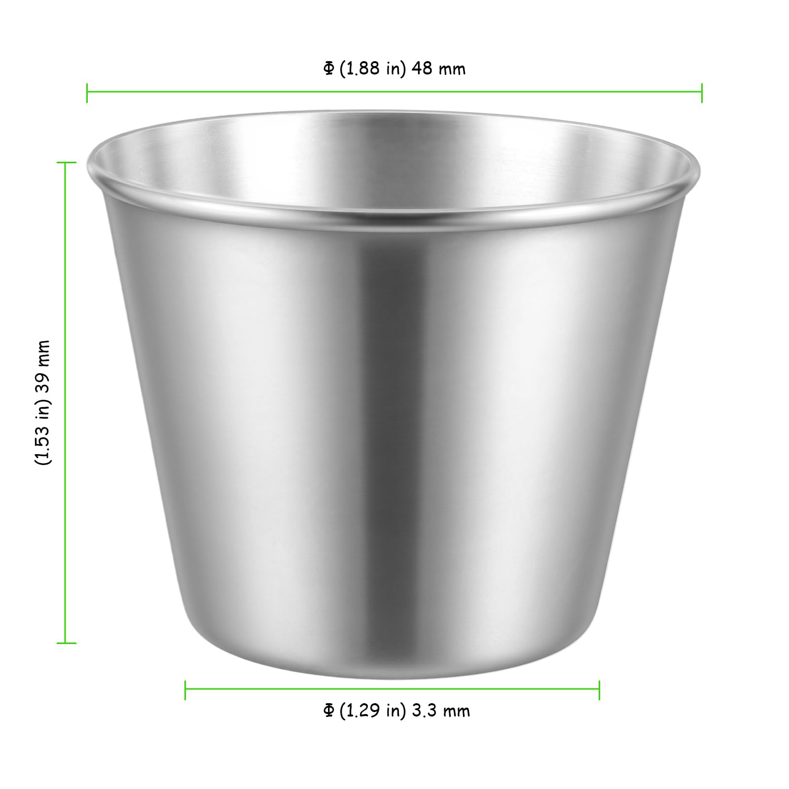 Lot de 40 tasses à sauce en acier inoxydable de 42,5 g, petits ramequins pour collations, sauce soja et condiments