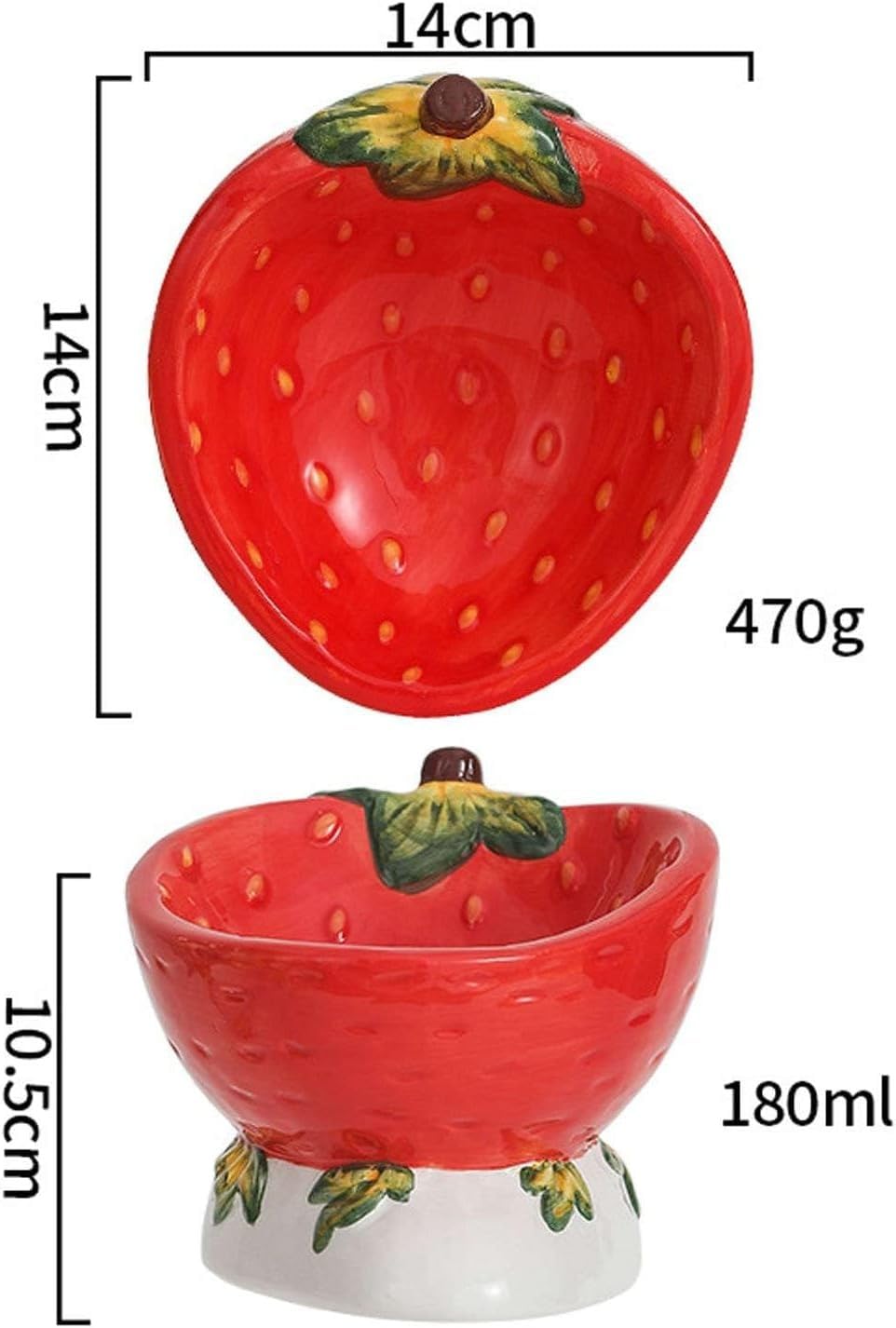 Podniesiona ceramiczna miska do karmy dla kota do ochrony kręgosłupa dla zwierząt, miska do karmy dla kota w stylu owocowym 10,5 * 14 cm