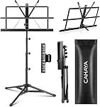 CAHAYA 2 in 1 Sheet Music Stand Folding & Tabletop Music Stand Portable with Carrying Bag for Books Notes Laptop Tablet CY0204