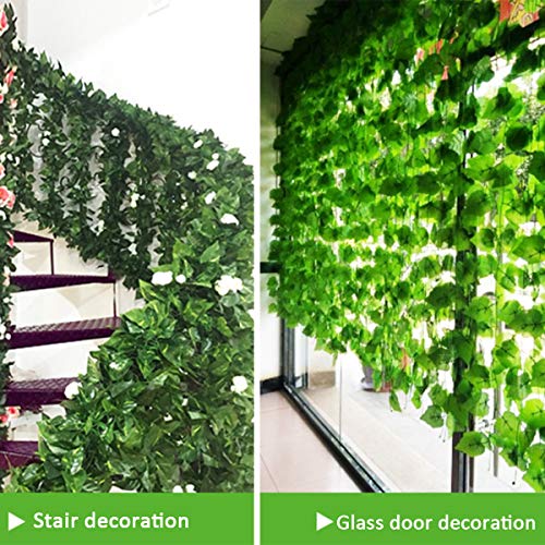 Aeojoor Epipremnum Aureum Leaves, Green Vines Fake Plant Vine Leaves, Hanging Fake Vine Leaves, Home Kitchen Garden Office Wedding Wall Decor (Pack Of 12 86 Inch Fake Plants) #TOP3