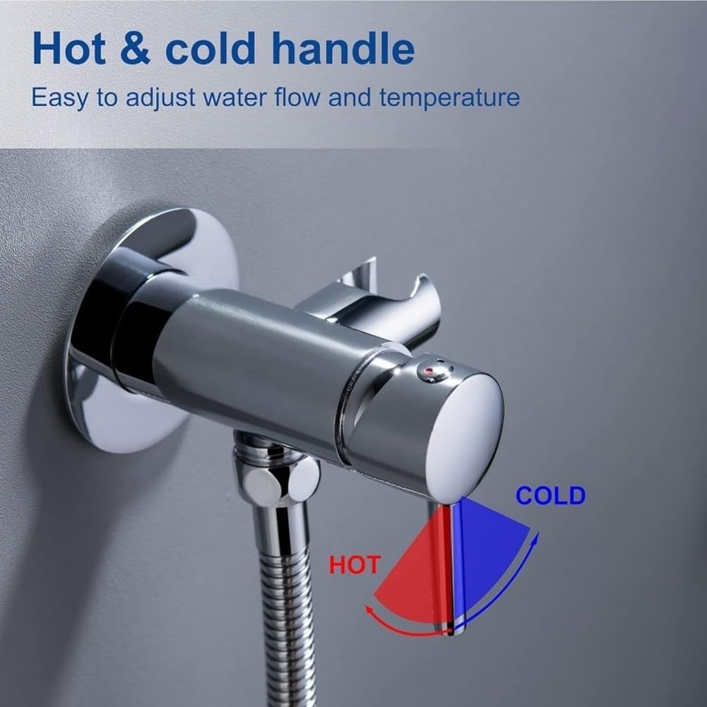 Sistema di spruzzatura bidet in rame resistente, doccia portatile con acqua calda e fredda con flusso regolabile, design nascosto per rinnovamento moderno del bagno (D)