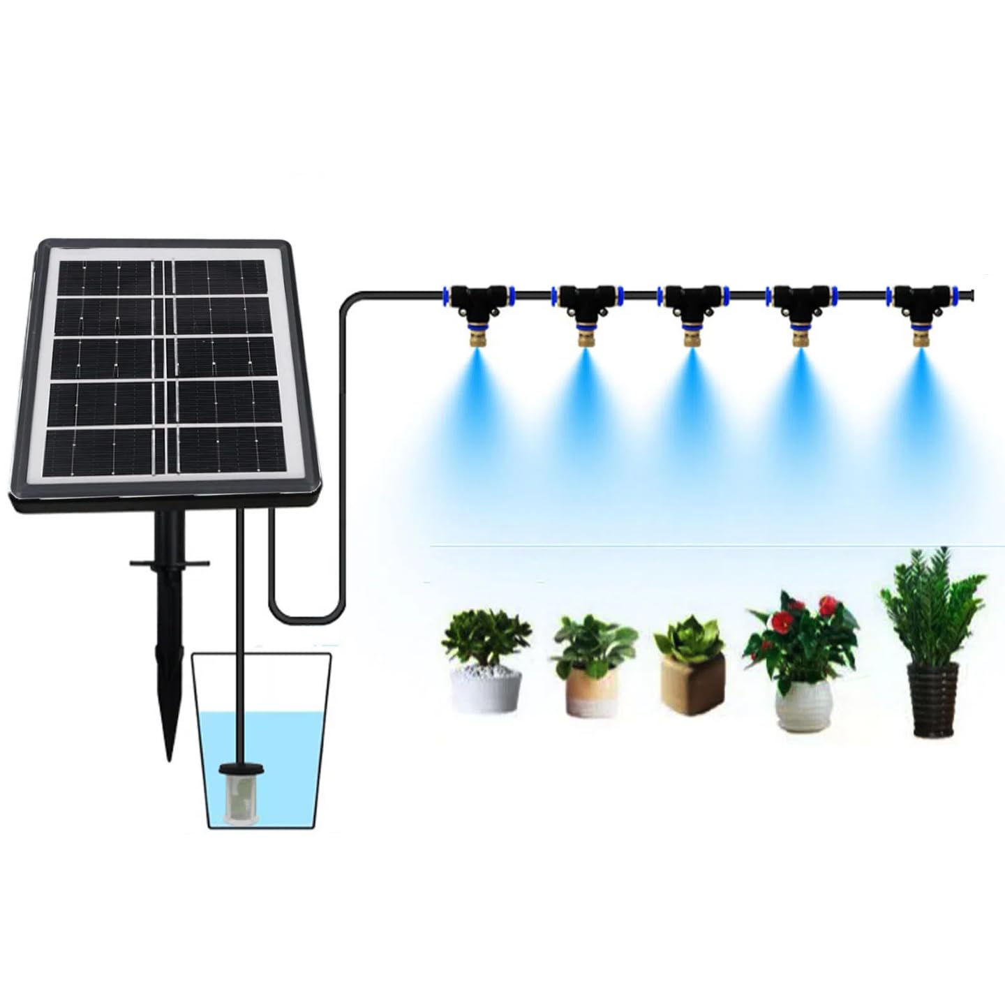 FLEXMAN Zestaw Systemu Nawadniania Rozprysków, 15 Garnków Automatyczne Samo Podlewanie Słoneczni Tryb Tryb Irrigation do Chłodzenia Dachu, Trawnik, Ogród, Nawadnianie Warzyw