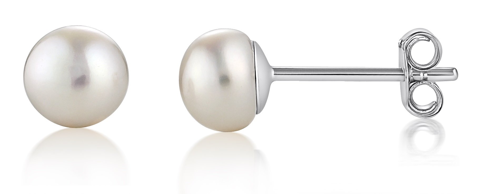 Nuni JewelrySterling Silver Freshwater Cultured Button Pearl, Stud Earring