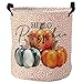 Collapsible Laundry Basket Hello Pumpkin Laundry Hamper with Handles Orange Storage Basket for Clothes Toys Bedroom Nursery Bathroom 16.5x17in