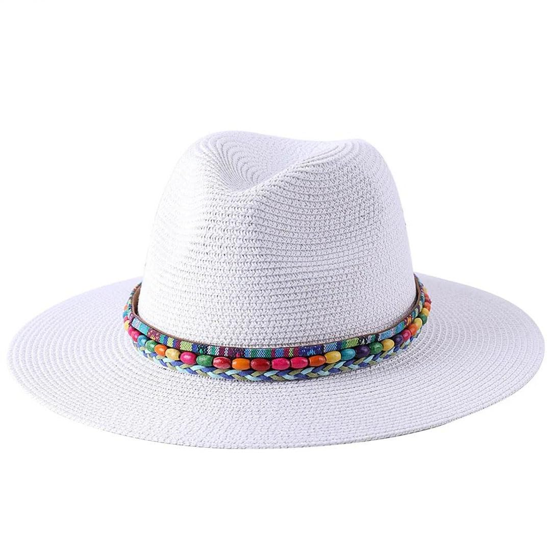 Cappello in paglia Panama, da donna, a tesa larga, da viaggio, spiaggia, jazz, Marrone, 6 7/8-7 1/8