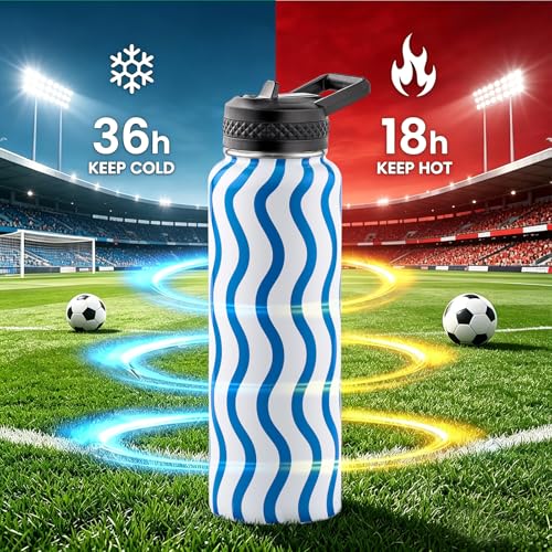 Image of RAYMYLO 2026 Soccer Biggest Event Edition Insulated Water Bottle 40 oz, Nation Flag Design, Best Souvenir & Gift for World Soccer Lover, Vacuum Stainless Steel (Cold for 36Hrs), Leak Proof & Non-BPA