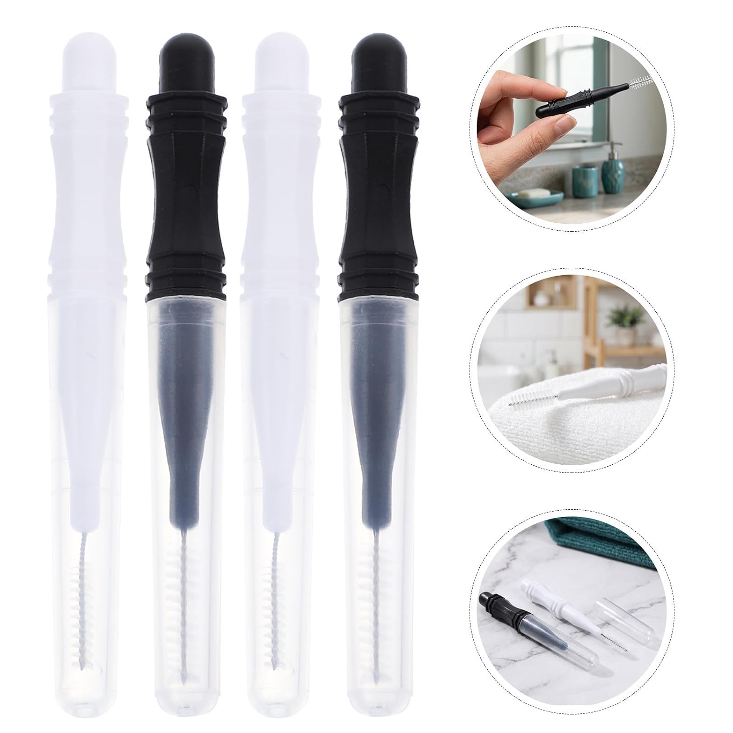 VILLCASE Micro Eyebrow Spoolie Brushes Mini Brush 50pcs with Cap for Brow Lamination and Eyelash Makeup, Portable Pp and Chemical Fiber Hygienic and Gentle on Skin, for Professionals