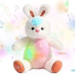 Cuteoy Musical Plush Bunny Stuffed Animal Glowing LED Light-up Nightlight Toys Singing Lullabies Birthday Christmas Plushies Rabbit Gifts for Kids Boys Girls,13