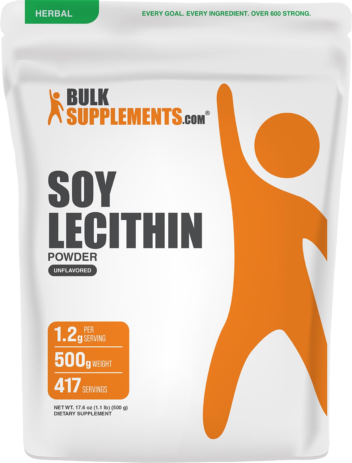 BulkSupplements.com Soy Lecithin Powder - Lecithin Supplement, Nutritional Supplement, Food Grade - Gluten Free, 1.2g per Serving, 500g (1.1 lbs) (Pack of 1) 1.1 Pound (Pack of 1)