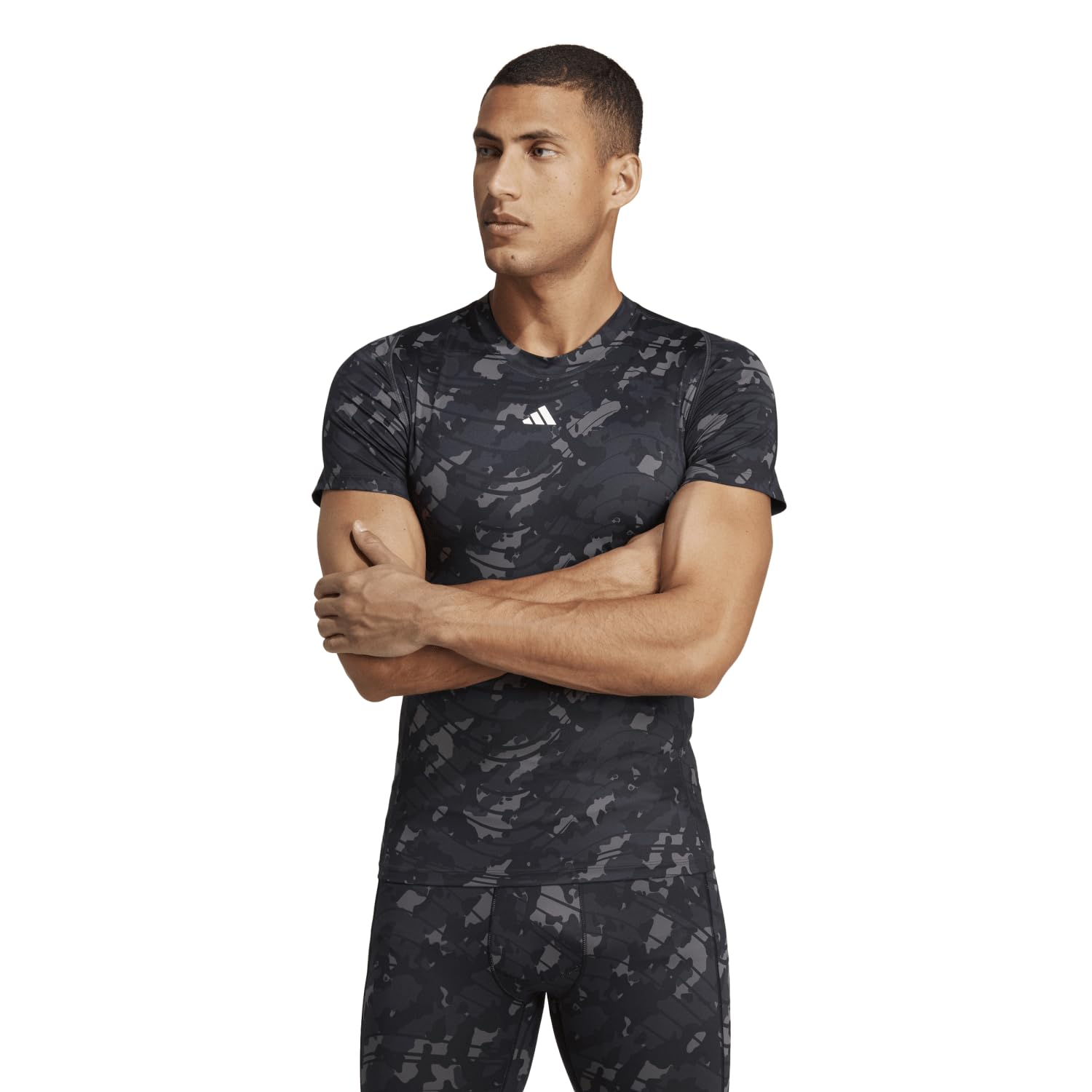Adidas Techfit Allover Print Training Short Sleeve T-Shirt Maglietta Uomo