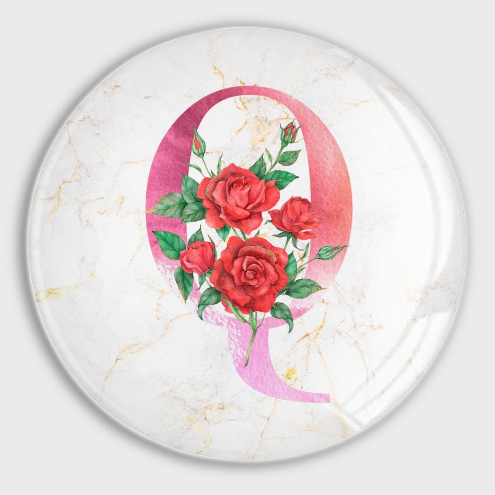 Aimants monogramme Q lot de 4 lettres alphabet rouge floral en verre