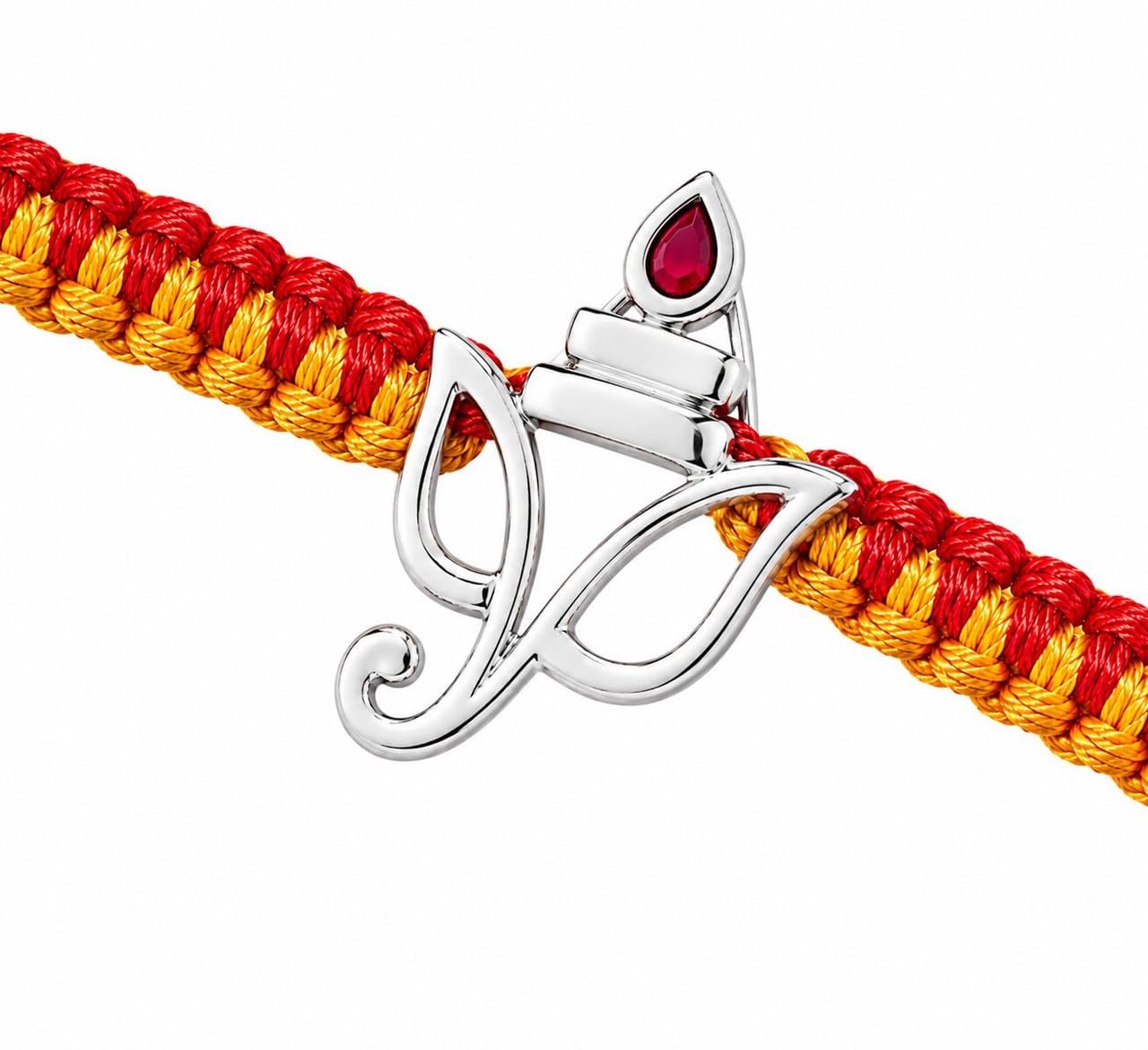 nishani 925 Sterling Silver Ganesha Rakhi Pendant | Red CZ Stone | Anti-Tarnish | Wear as Pendant After Raksha Bandhan | Certificate of Authenticity | 6 Month Warranty-picture-55