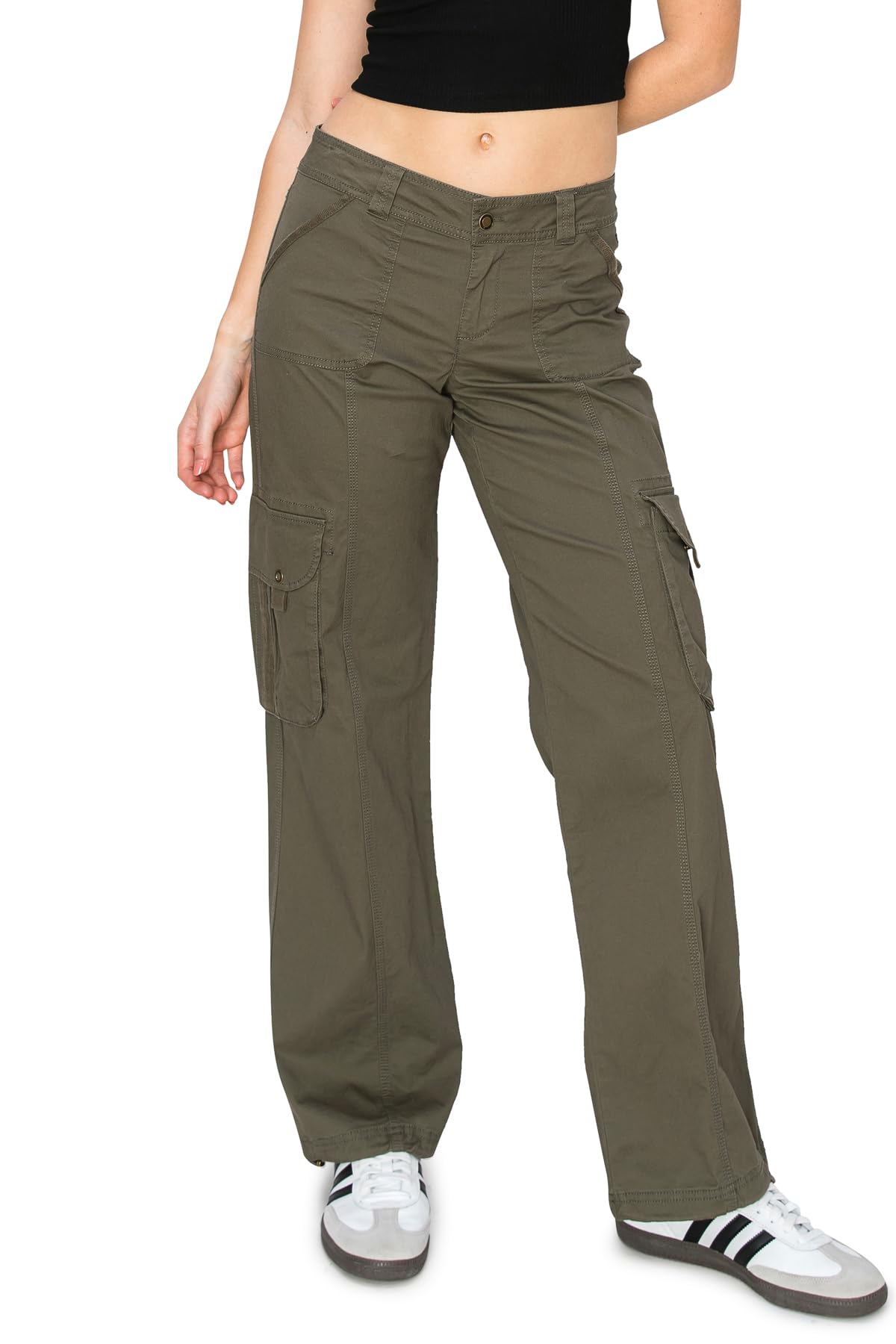 Cali1850 Womens Comfortable Casual Low Rise Relaxed Fit Daily Low Rise Relaxed Fit Cargo Pants