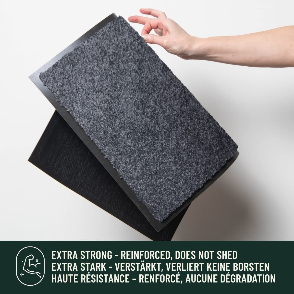 Studio M - Paillasson pour entrée Interieur 50x80 cm - Absorbant - Antidérapant - Lavable - Anti Poussiere - pour Tous Sols - sous Porte - Résistant aux UV - Gris