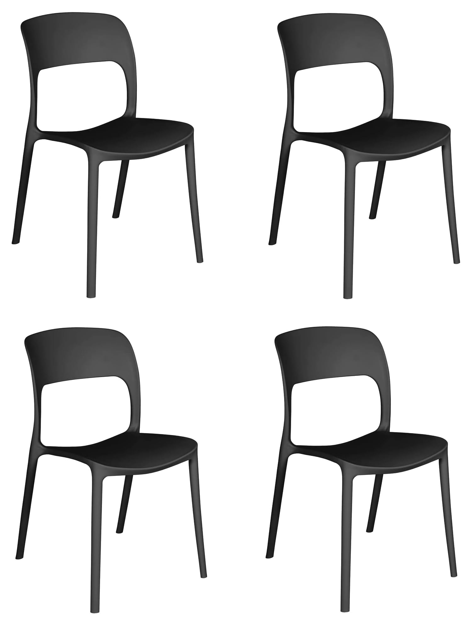 Set 4 Sedie in Polipropilene Impilabili da Giardino Bar Ristoranti Patio Design Cucina Antracite