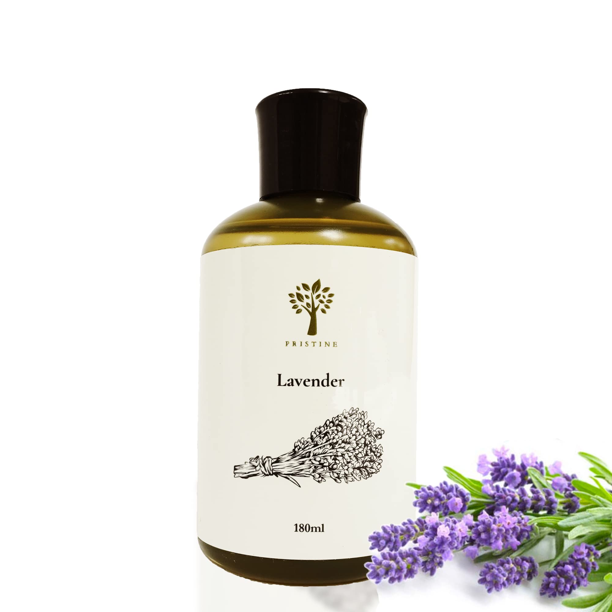 Pristine Zapachowy olejek eteryczny o zapachu lawendy i eukaliptusa/dyfuzora trzcinowego z 5 bezpłatnymi bawełnianymi patyczkami zapachowymi do biura, sypialni, salonu, łazienki, dyfuzor oleju