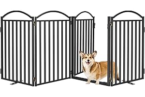 Malier Metal Freestanding Pet Gate with Door for The House