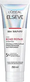 L'Oréal Paris Elseve Bond Repair Shampoo Reparação Molecular com Ácido Cítrico, Limpeza Suave Sem Sulfato, Reconstrói Ligações e Devolve Força aos Cabelos Danificados, 250ml