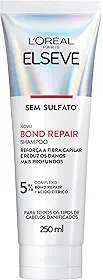 L'Oréal Paris Elseve Bond Repair Shampoo Reparação Molecular com Ácido Cítrico, Limpeza Suave Sem Sulfato, Reconstrói Ligações e Devolve Força aos Cabelos Danificados, 250ml