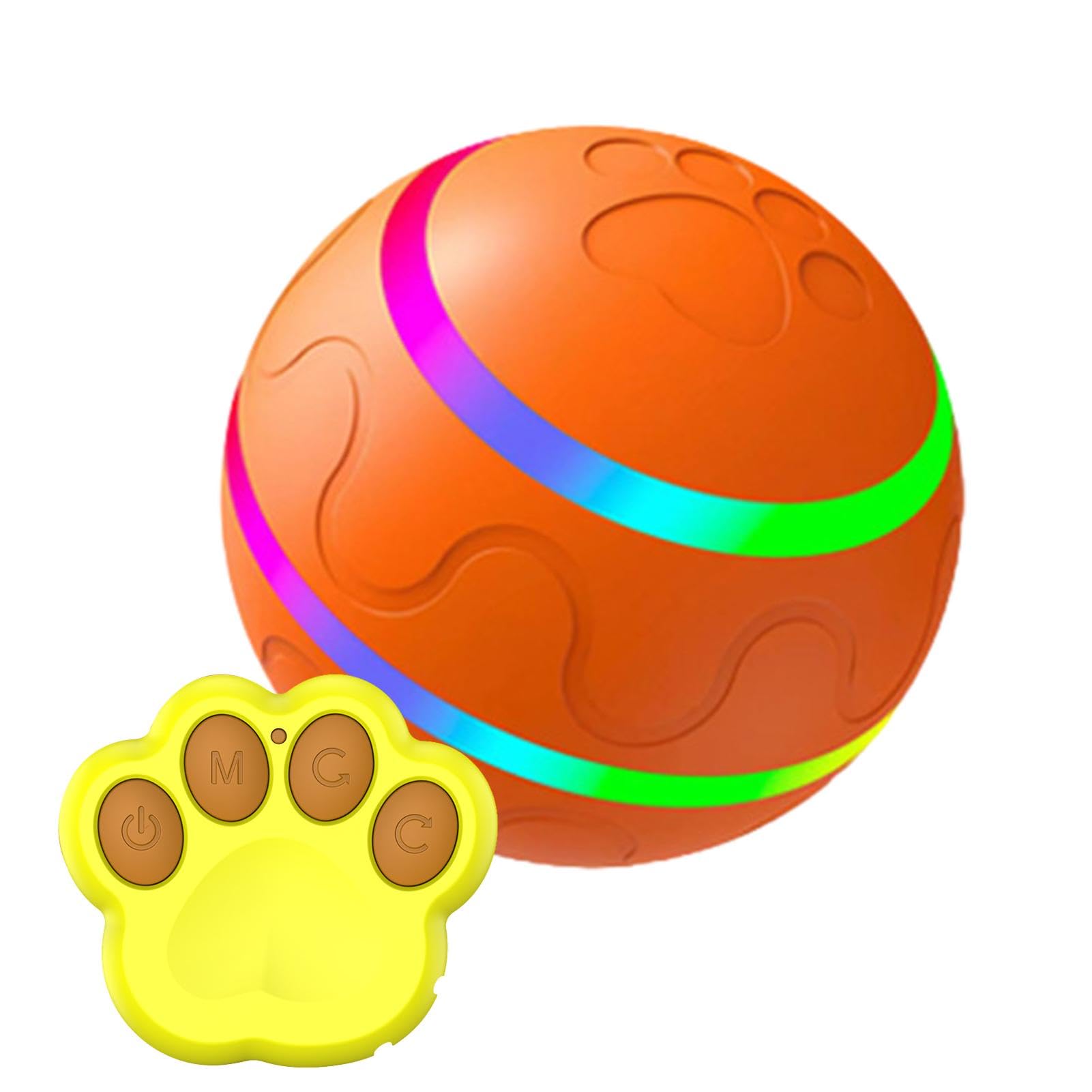 Dogs Rolling Ball - 500mAh Interactive Pet Toy with LED Lights | 8cm Remote Control Puppy Balls | Rechargeable Cat Ball Toy | Automatic Moving Kitten Balls | Waterproof Pet Ball Toys for Pets Dogs Cat