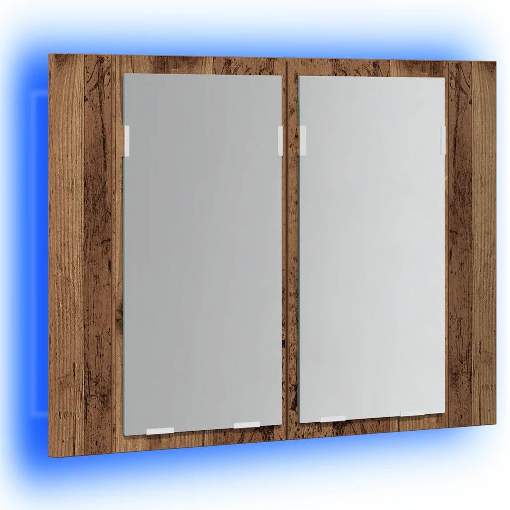 Helloshop26 Armoire à Miroir LED Gain de Place 60 x 12 x 45 cm Style Moderne en Bois d'ingénierie Vieux Bois 02_0050833