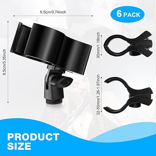 Miniatura 2 de Soporte de clip de micrófono ajustable para micrófono, soporte de micrófono inalámbrico, abrazadera de micrófono para soporte de micrófono con