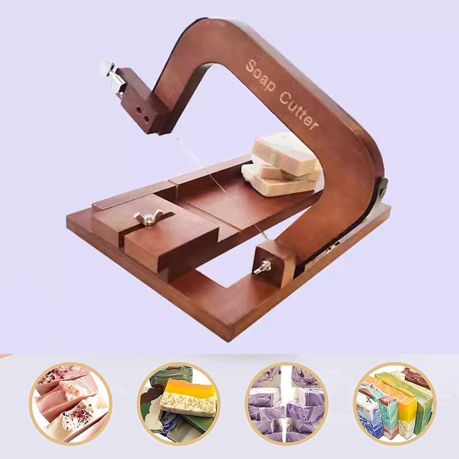 Cortador de jabón de madera ajustable con alambre, herramienta profesional de escala transparente para hacer jabón de bricolaje