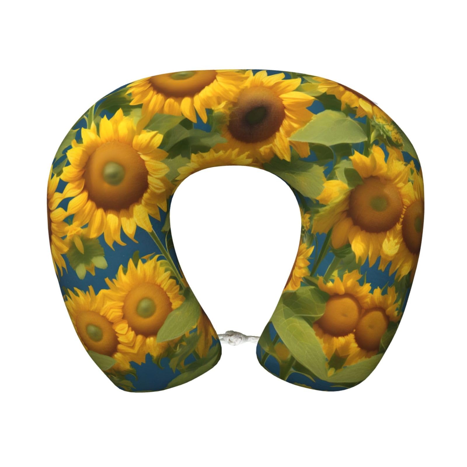 peiyeety Summer Sunflower Print Custom U-Shaped Pillow,Memory Foam Cervical Neck Travel Pillow,for Home,Camping,Travelling
