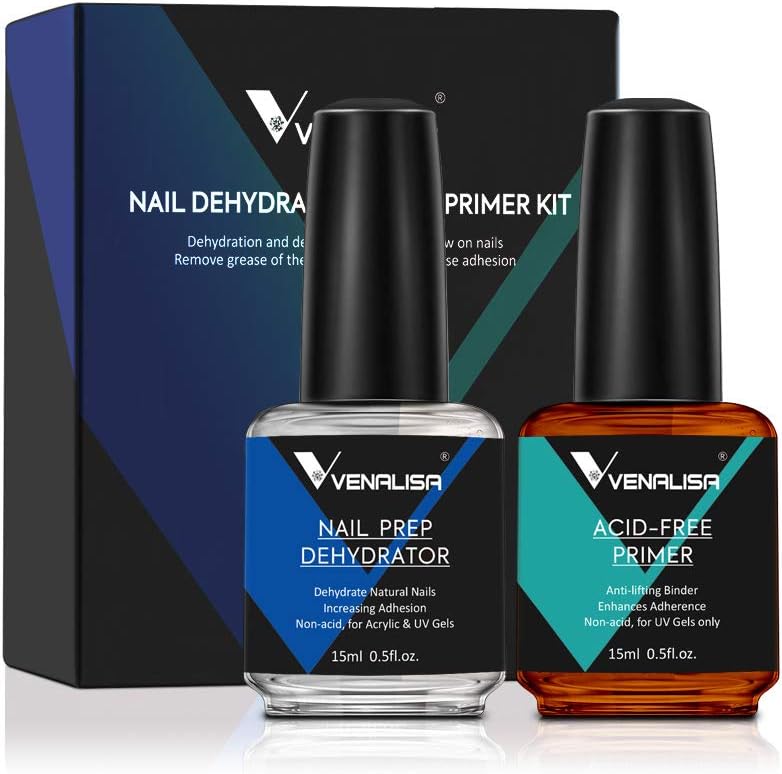 2 PCS 15ml Nail Art Salon Professional Nail Prep Dehydrator Air Dry No Acid Primer Enamel UV Gel Nail Polish Kit for DIY at Home Nail Care Kit