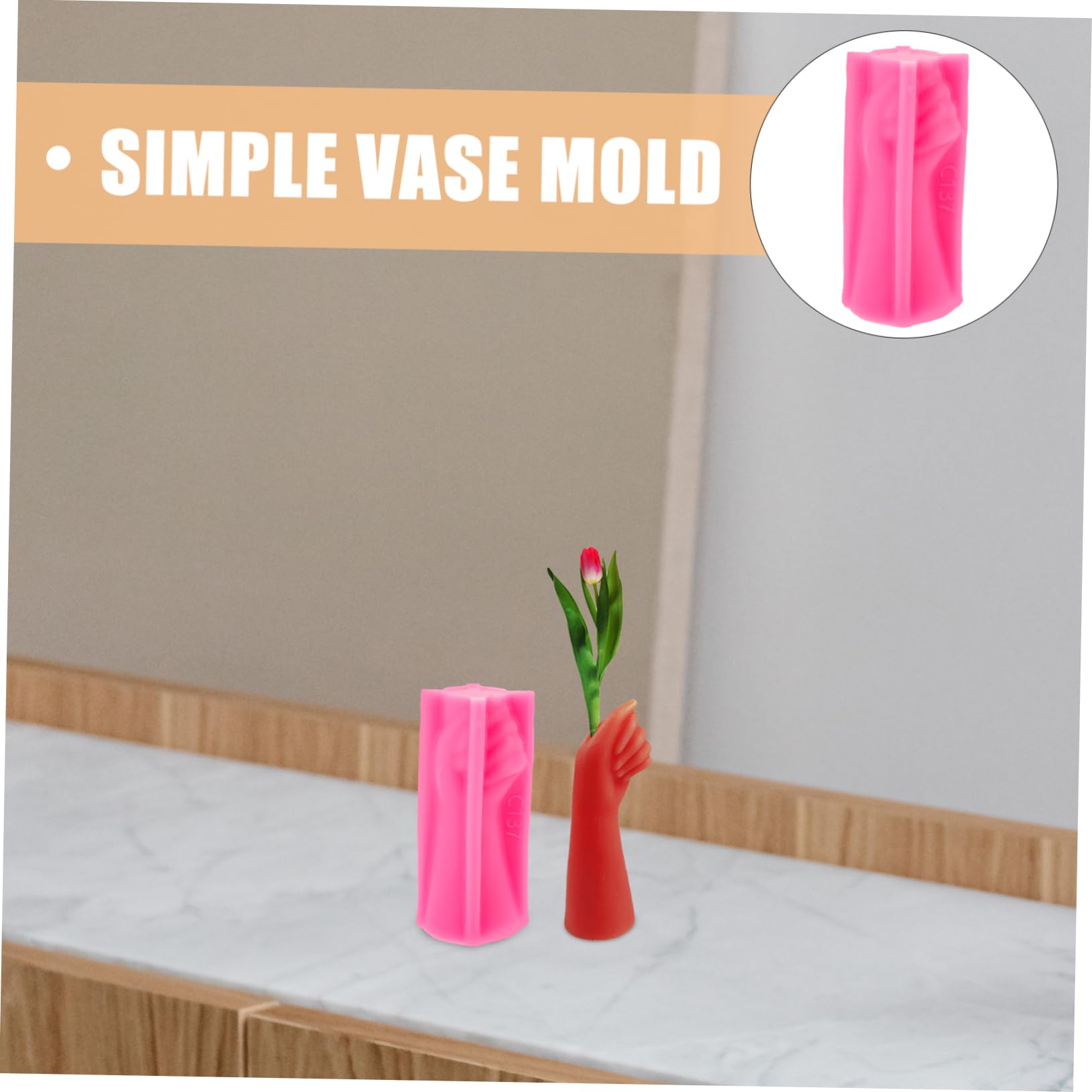 VILLCASE 2St Handgefertigte Blumentopfform handgemachte handmade künstlicher Farn zylindrisch epoxidharz formen Schminkpinsel Form für Zement Desktop-Deko-DIY-Form Rosa