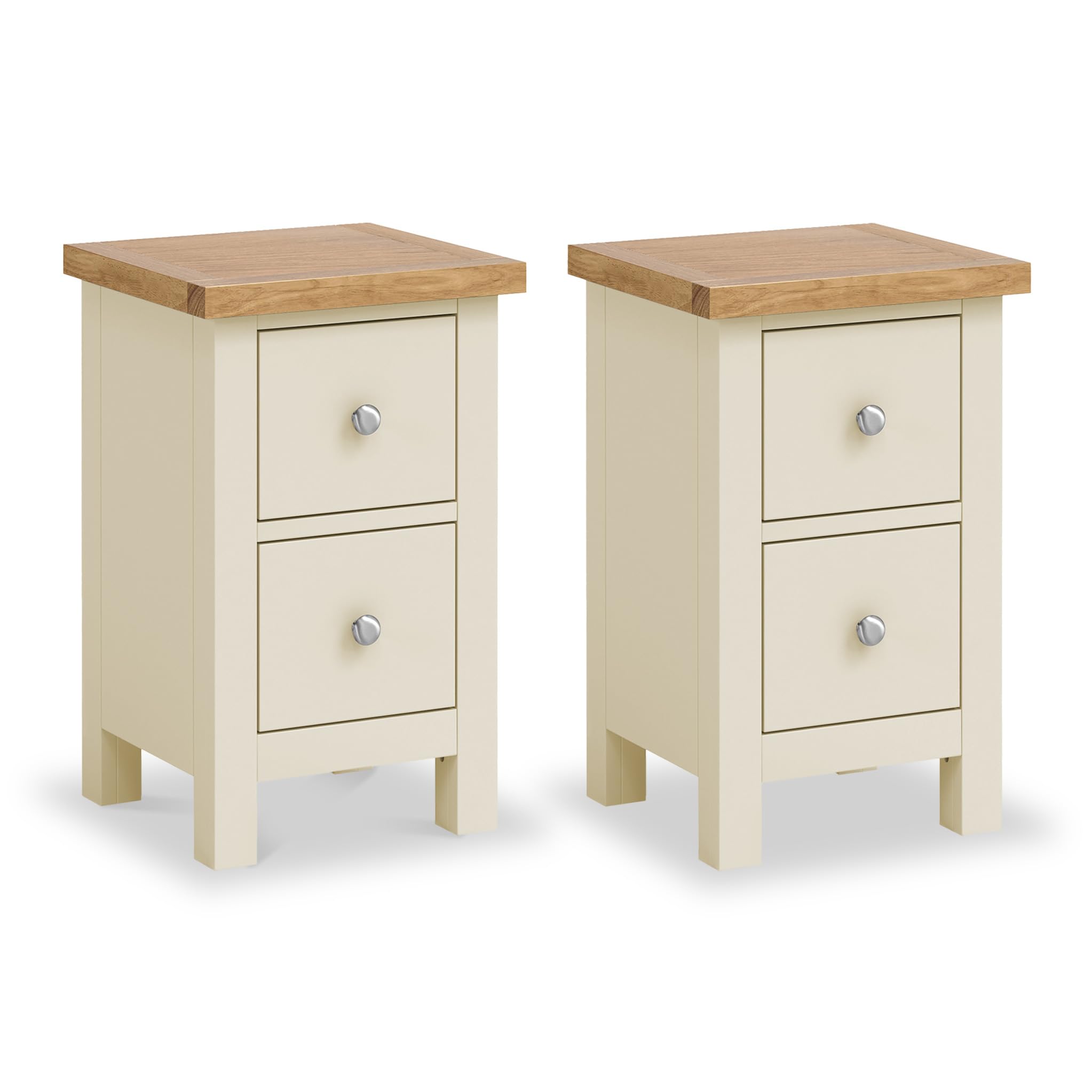 RoselandFurniture Farro Cream Slim Bedside Tables Set of 2