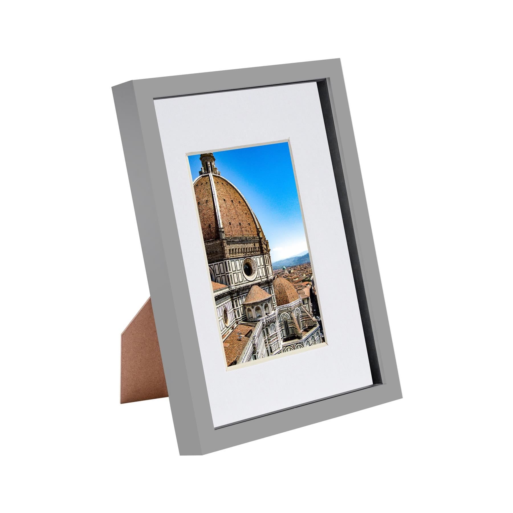 Nicola Spring 3D Shadow Box Frame - A4 Frame (20x30cm) - A5 Mount (14x21cm) - Pack of 1 - Grey 3D Photo Box Picture Portrait Display Case Wedding Crafts