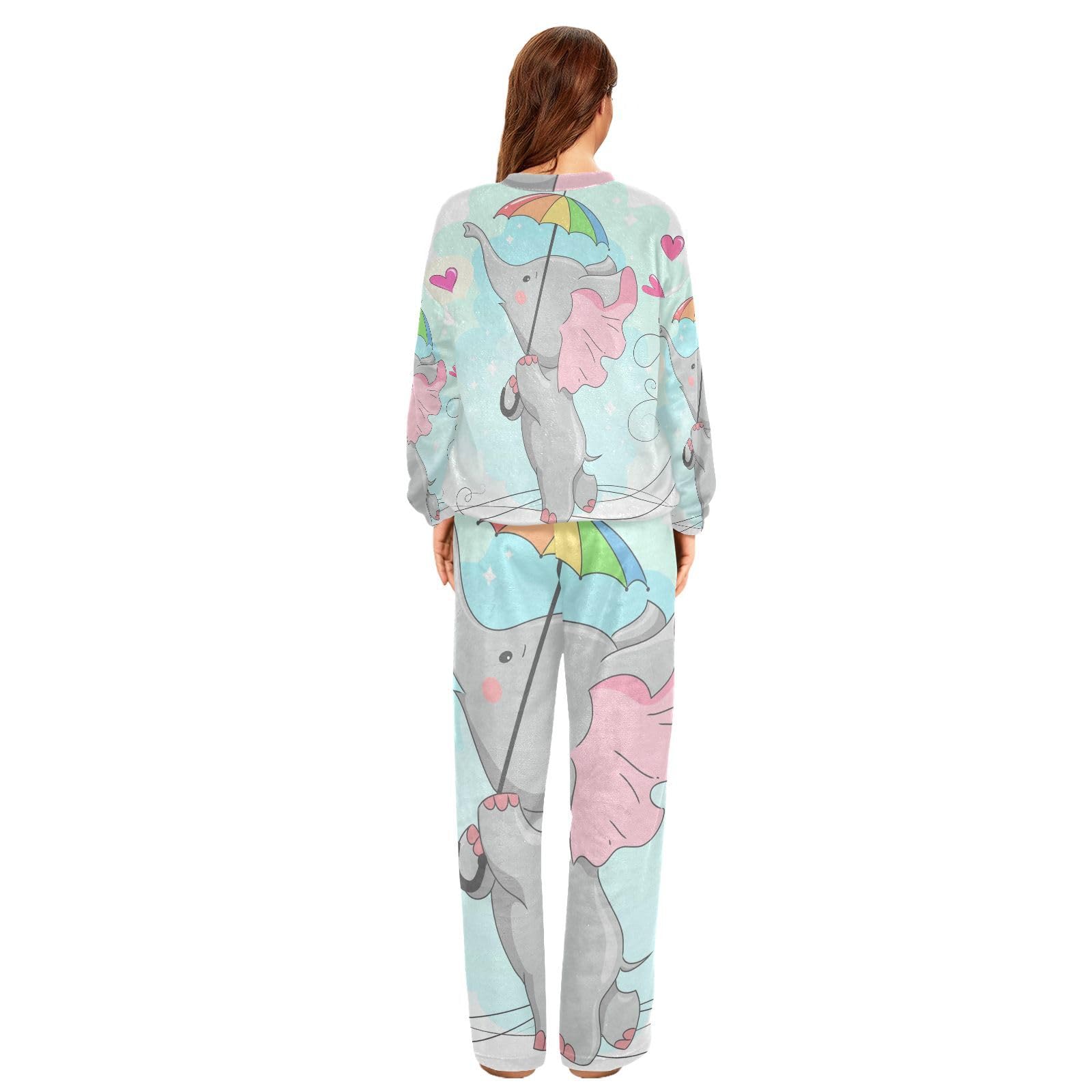Pyjama-Sets für Damen, niedlicher Elefant, Jungen, Winter, warme Nachtwäsche, Sommer, Loungewear-Set, Pyjama-Set