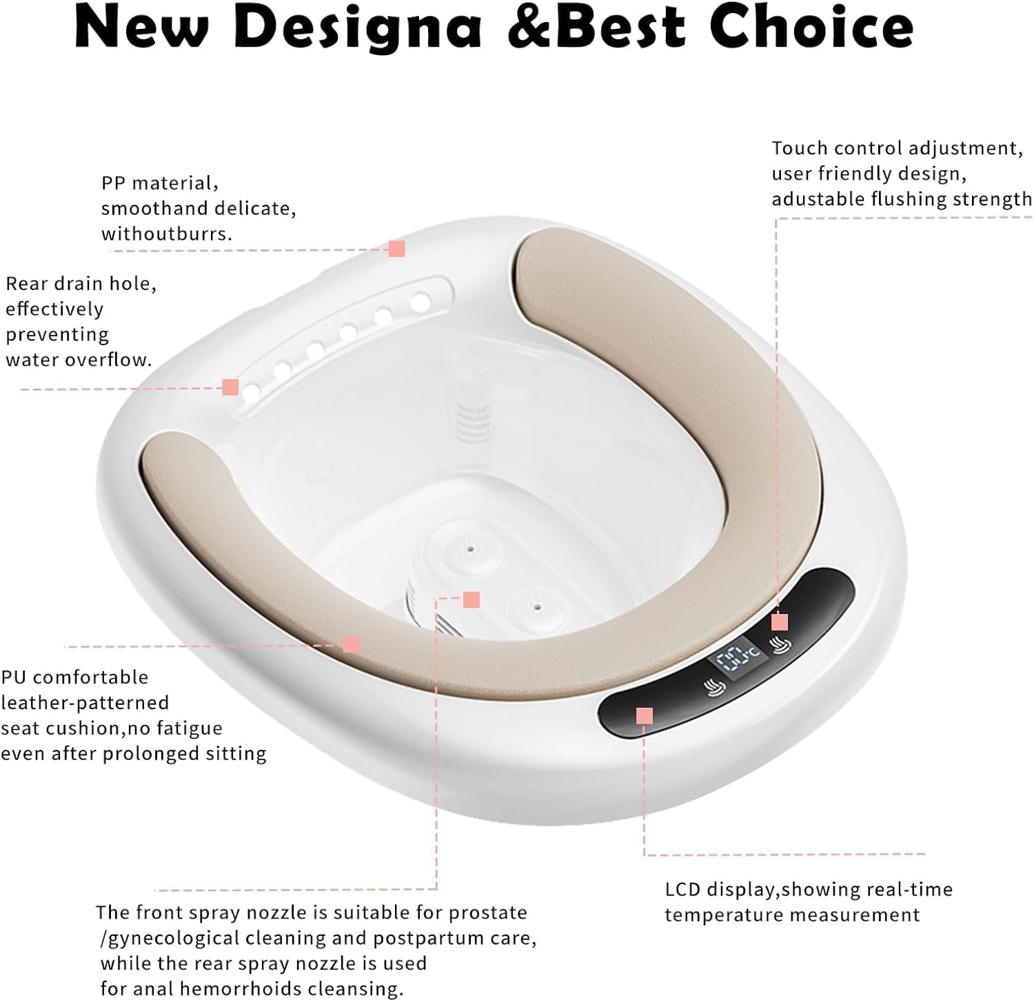 Sitz - Baño para hemorroides y cuidado posparto, bañera eléctrica para inodoro, cómodo alivio de baño para hombres y mujeres, kit completo posparto