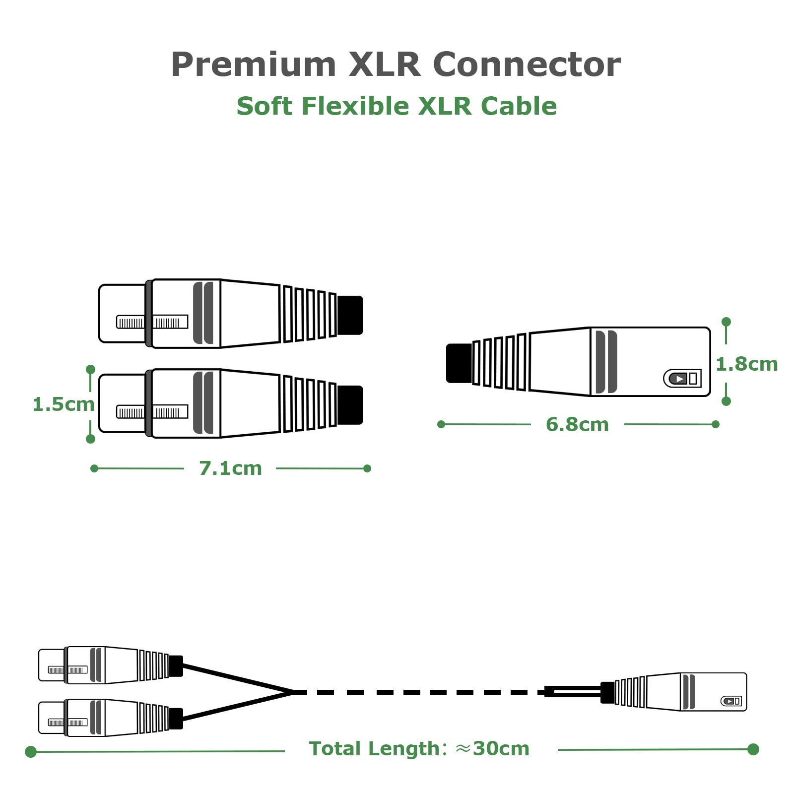 Cavo Patch A Y Bilanciato SiYear - XLR Maschio A Doppio XLR Femmina, 50 Cm, Per Microfoni E Audio Professionale - Foto 7