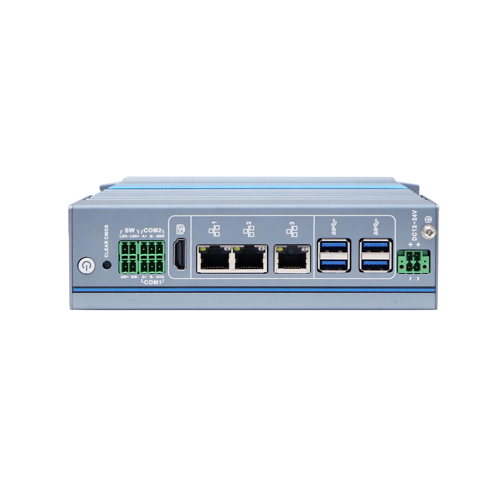 Base DIN Rail Computer Industrial PC, Alder Lake N97, Windows 11 / Linux Ubuntu, IX18, 3 x LAN, 12-24V 4-pin Phoenix Terminal, 2 x RS485, Expandable CAN, 32G RAM, 512G SSD
