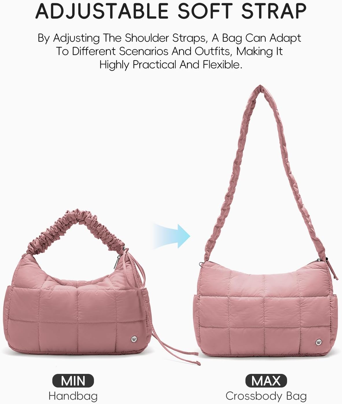 WESTBRONCO Medium Puffer Crossbody Bags for Women Nylon Shoulder Bag Quilted Hobo Bag Women's Handbags with Adjustable Strap - Image 3