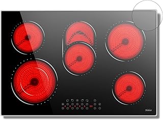 Hobsir 30 Inch Electric Cooktop 5 Burners Ceramic Cooktop, 8400W Drop-in Electric Radiant Cooktop with Glass Protection Me...