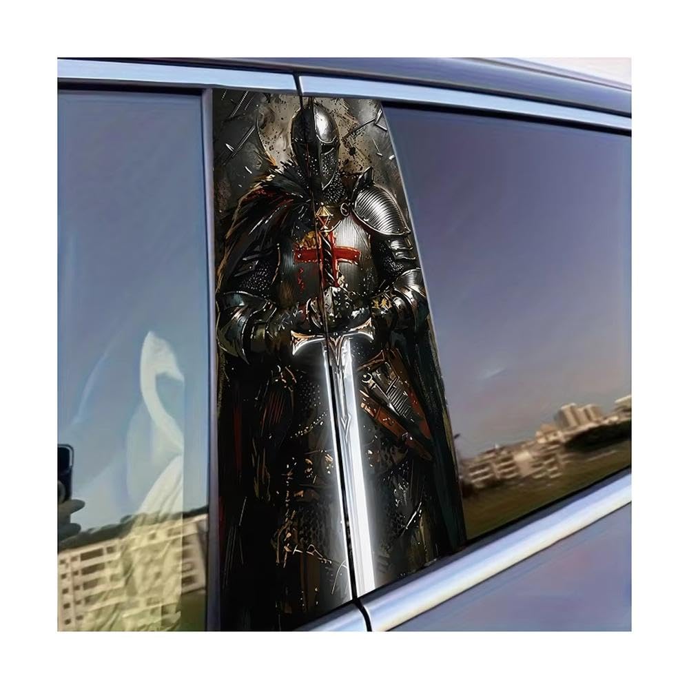 Dabhuoc One Color Car Parts 2Pcs Car Center Column Decal Templar Knight Glossy Material Protective Film
