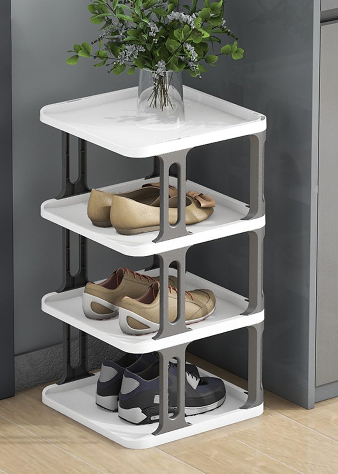 Stapelbares Schuhregal, schmaler Schuhschrank, vertikaler Schuh-Organizer, stapelbare Schuhregale für Flur, Eingangsbereich, Tür, Schlafzimmer, frei stapelbar