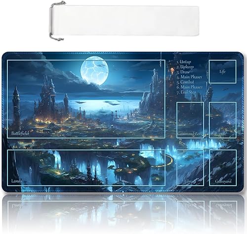 Tapete de juego MTG cosido de alta calidad con zonas y parte trasera de goma antideslizante, tapete de juego TCG para MTG y otros juegos de cartas,
