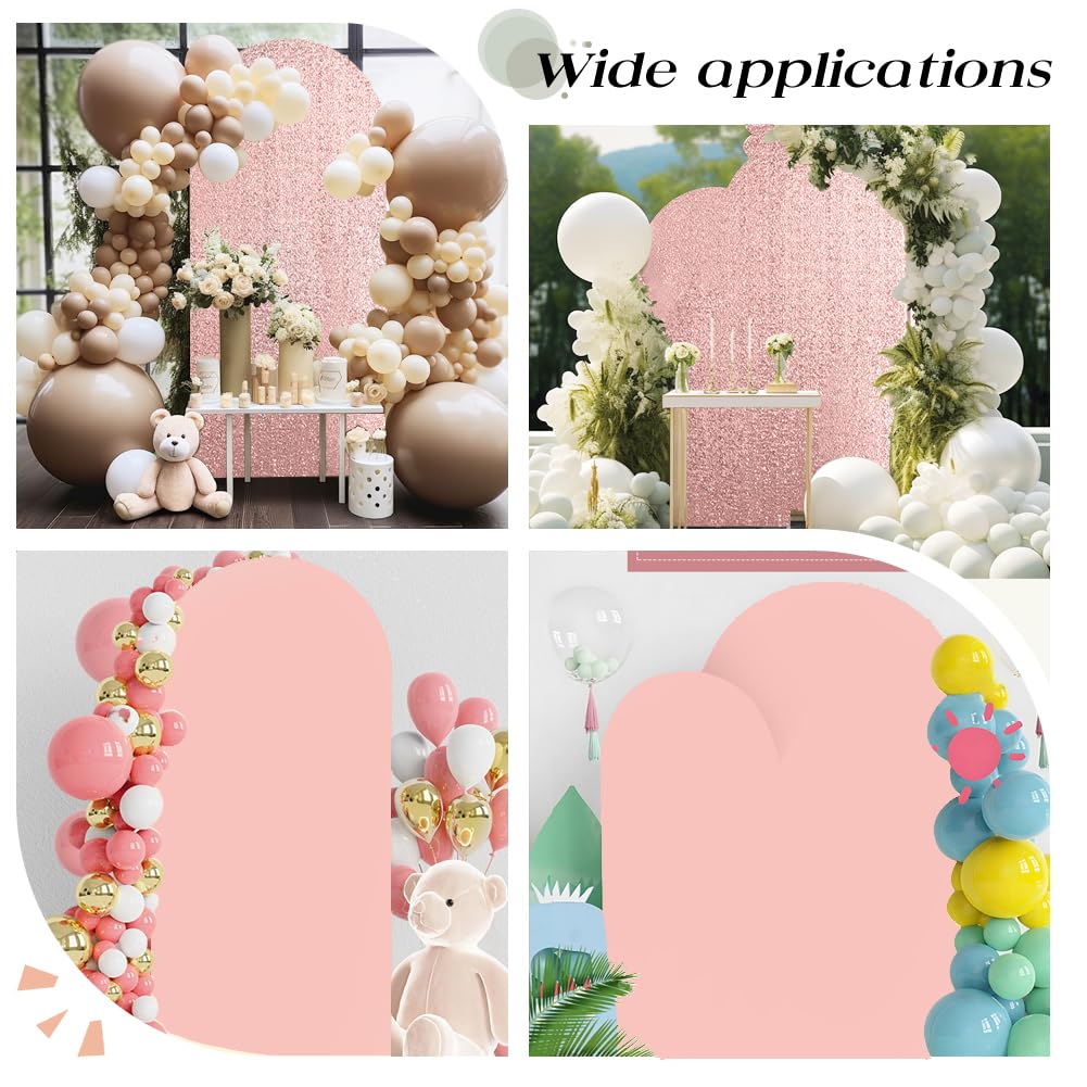 CREATCABIN Arco de Lentejuelas de Oro Rosa de 6 pie para Boda, Soporte de Fibra Elástica, Redondo, Ajustado, para Decoración de Bodas, Fiestas, Cumpleaños, Ceremonias Y Fotografías 180 x 80cm
