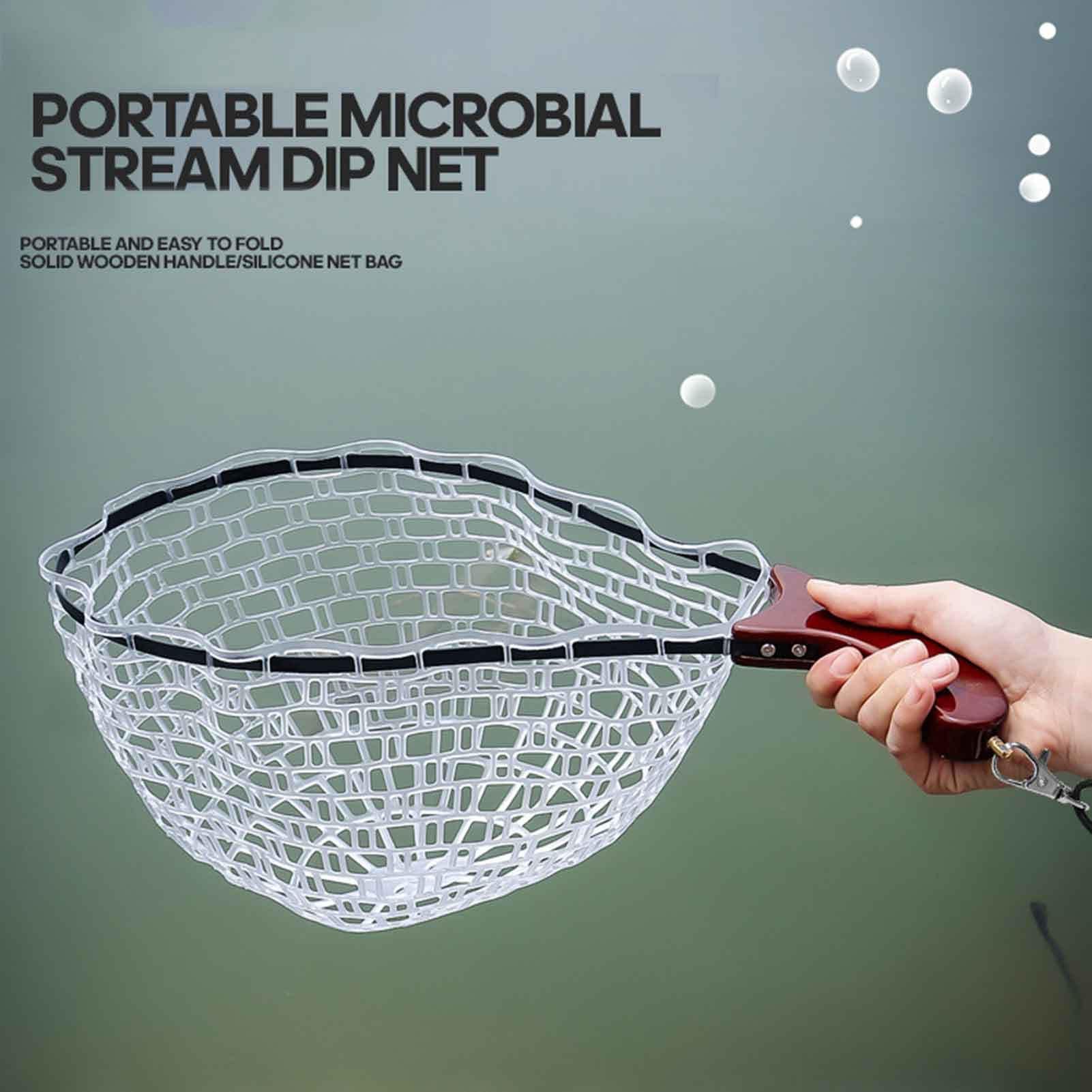Épuisette de Pêche Portative Filet Compact Pliable avec Manche | Filet de Transport pour Prises Vivantes avec Poignée Antidérapante pour Étangs Plage Bassin Kayak