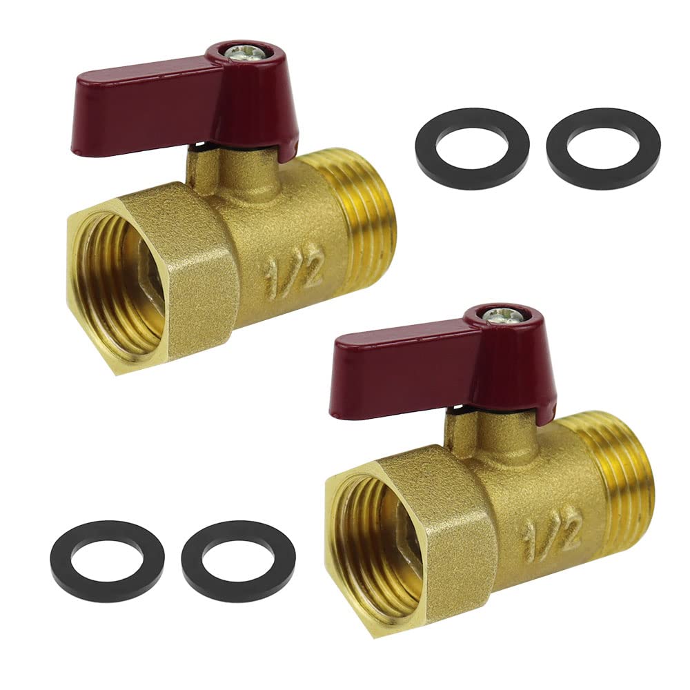 WYYFXY Kugelhahn 1/2 Zoll Messing - Roter Flügelgriff Mit 2 Schlauchanschlüssen Für Garten